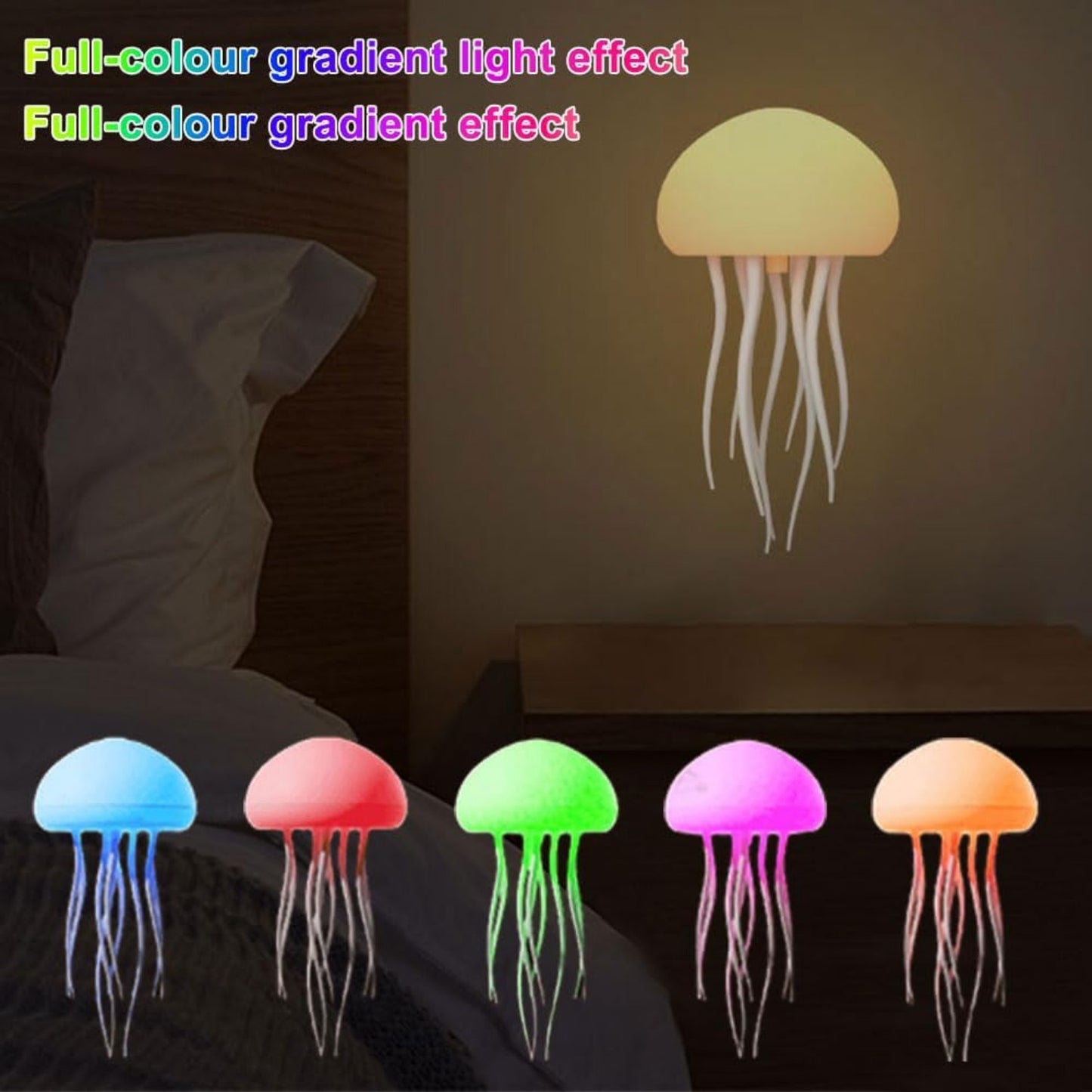 [2025 New Jellyfish Lamp] 2025 New RGB Gradient Jellyfish Night Light, LED Cute Jellyfish Lamp | Moving Legs, Voice Control, jellyfel lamp